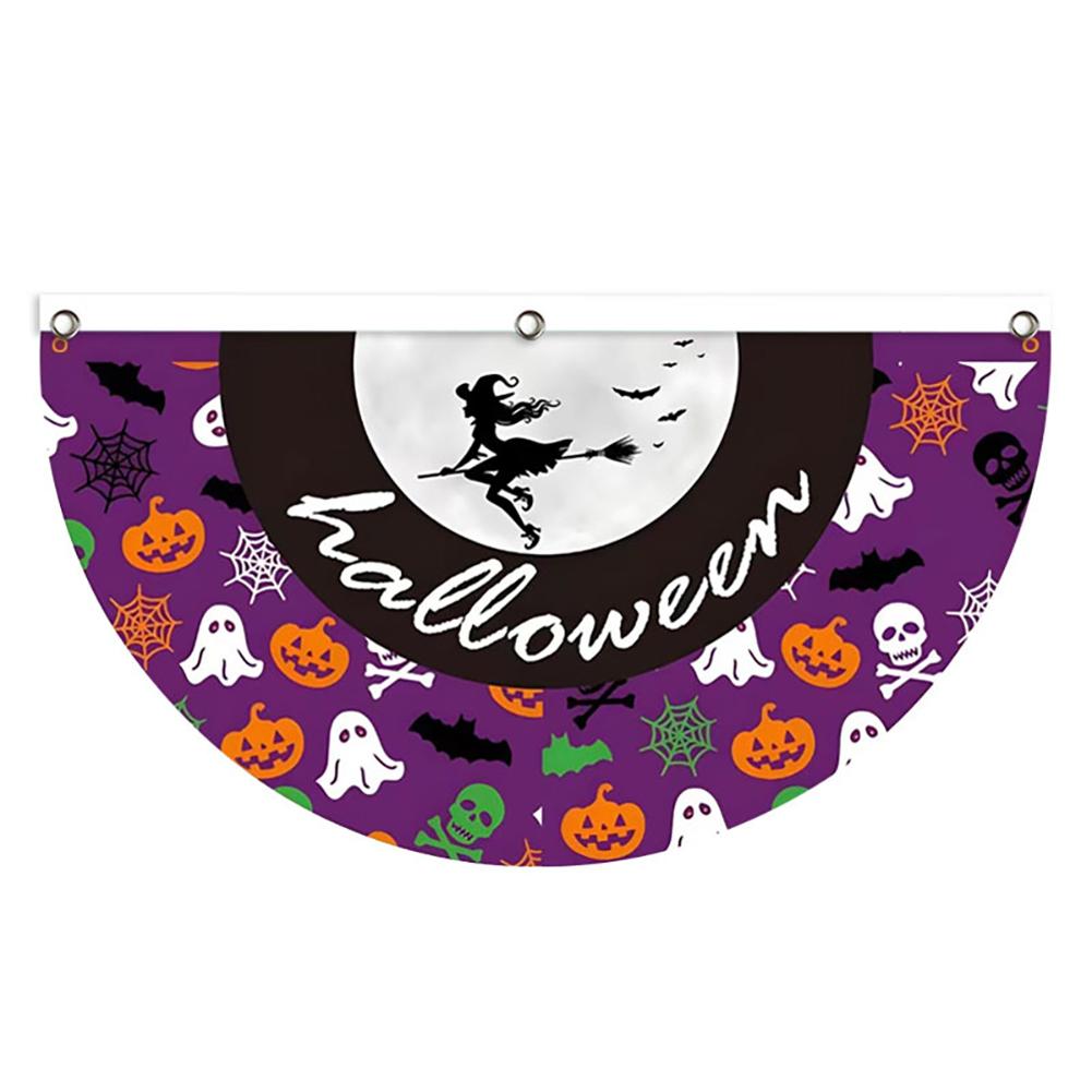 

Fan-Shaped Halloween Banner 45x90cm Polyester Spooky Party Courtyard Fence Porch Ghost Pumpkin Banner Hang Halloween Flag Decorations #06