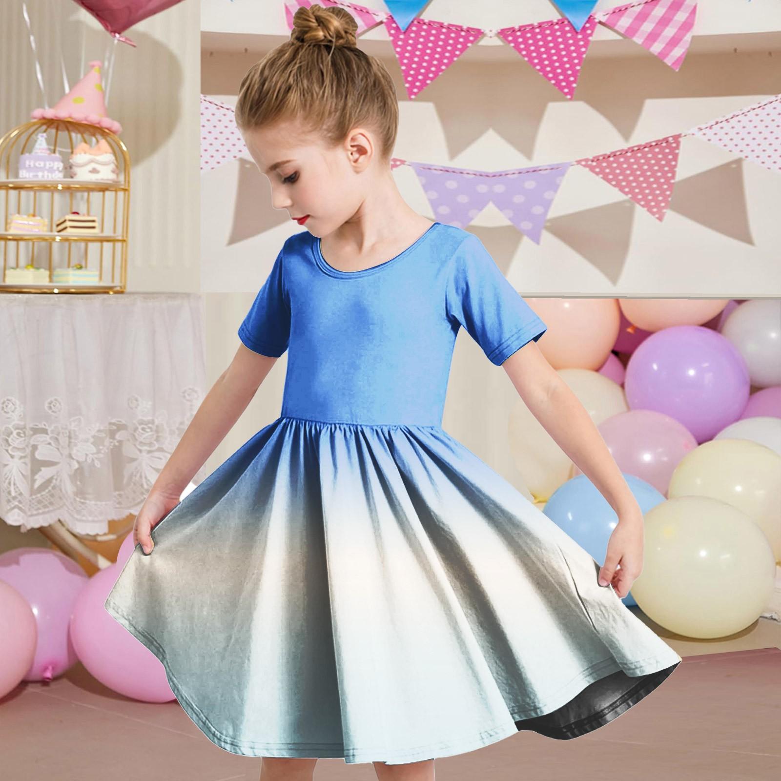 

Дівчинка Літня Сукня Малюк Сукня Скейтера Однотонна Короткий Рукав Повсякденна А-Силуету Футболка Сукня 150