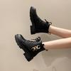Women's Winter Fashion Boots Side Zip Round Head Keep Warm Women Shoes Middle Follow Square Heel Outdoor Leisure Comfortable