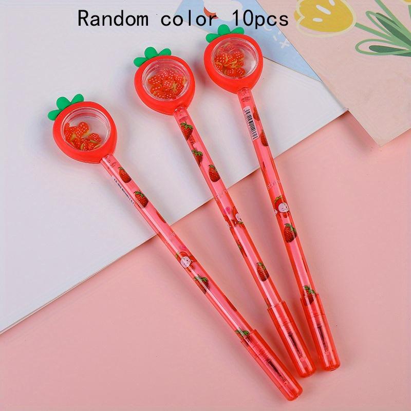 Back to school season 10pcs 0.5mm creative strawberry sequins neutral pen vegetable shape black fountain pen student gift prize stationery