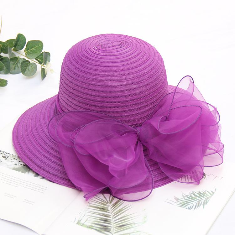 Women Organza Bucket Hats Elegant Bow Church Hats Lightweight Derby Tea Party Hats