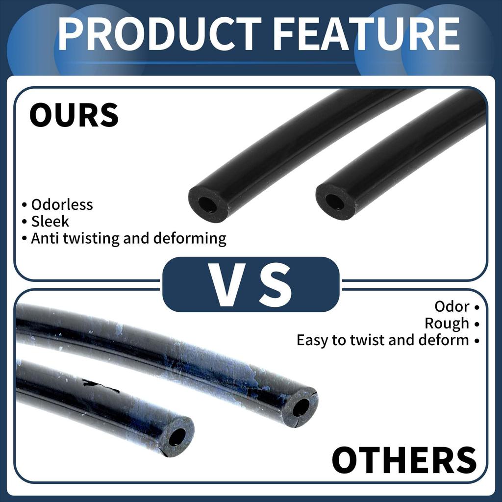 INFINAUTO Silicone Vacuum Tube Hose Engine 16.4FT 3/16" 5mm ID 2.5mm Thickness Car Automotive Vacuum Line Silicone Black High Temperature