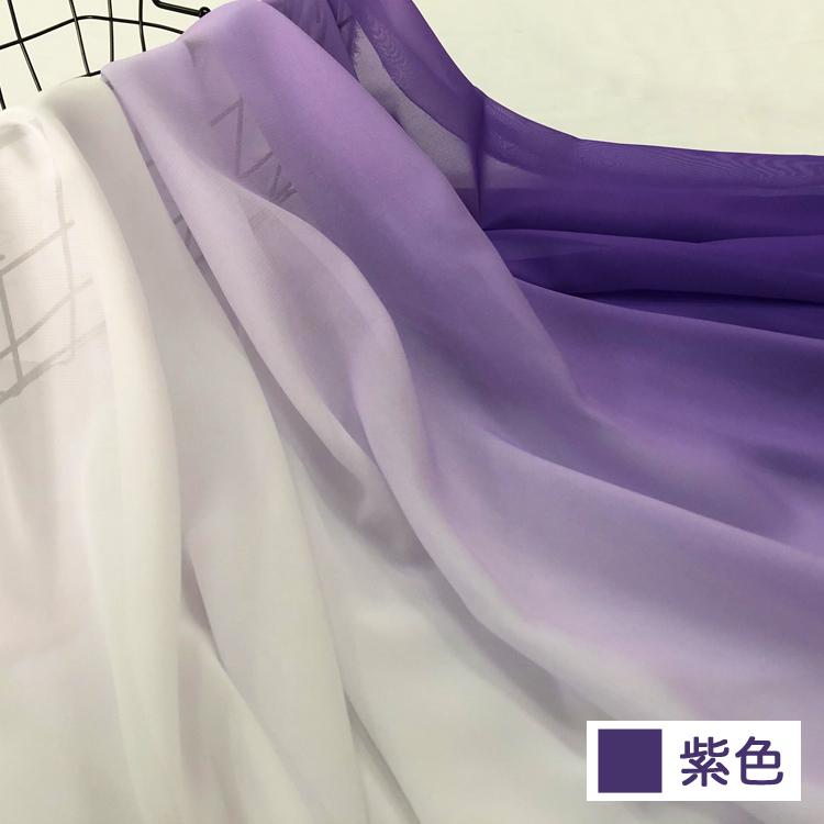 Gradient Chiffon Fabric By The Meter For Clothes Skirts Dresses Sewing Black White Blue Summer Cloth Thin Drape Transition Color