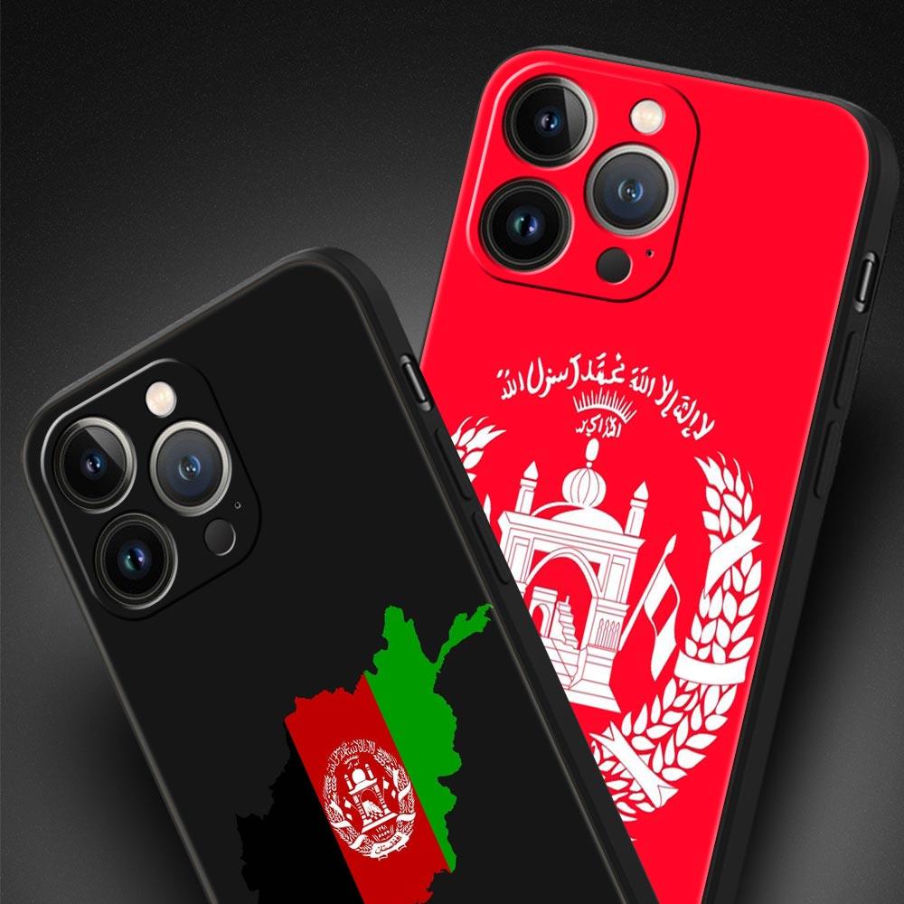 Afghan Afghanistan Flag For iPhone 11 12 13 15 14 Pro Max Phone Case X XR XS 7 8 Plus SE 2020 Luxury Black Soft Cover Funda