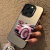 Pink Supercar Print Electroplate Silver IMD Phone Case For iPhone 17 16 15 14 13 12 11 Pro Max X XS XR 7 8 Plus 17 Air 16E Cover