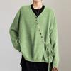 Women's Solid Color Long Sleeved Colorful Button V-neck Cardigan Top Jacket