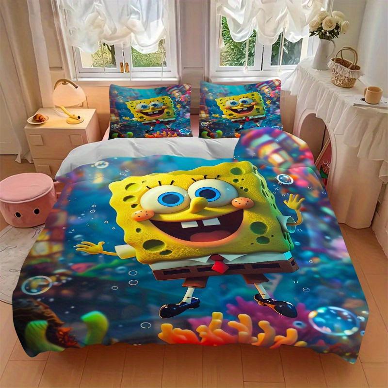 

3pcs Undersea SpongeBob SquarePants Quilt Set - Soft and Comfortable Bedroom, Guest Room and Dorm Decor Bedding Set 1 Quilt Cover + 2 Pillow 200x220cm