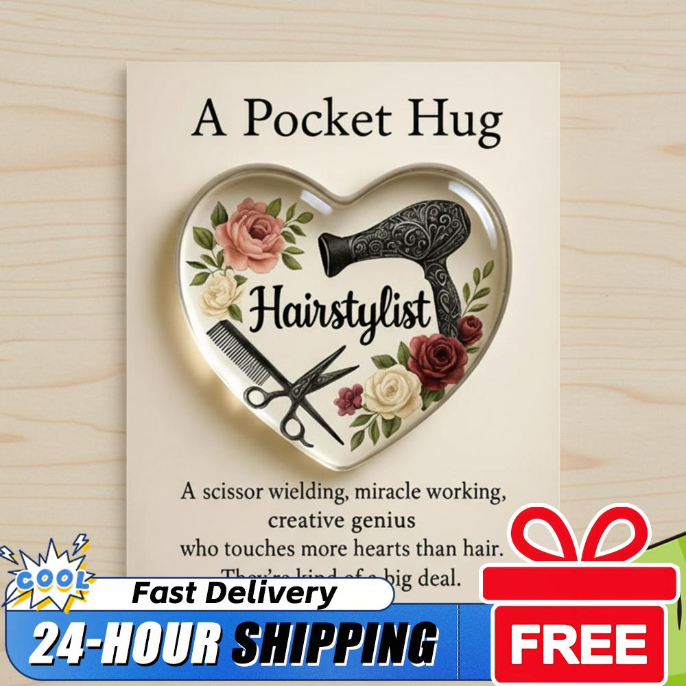 Heart Pocket Hug Token Gift A Pocket Hug for Hairstylists with Greeting Cards Mini Hairdresser Tools Mini Heart Hairdresser Gift