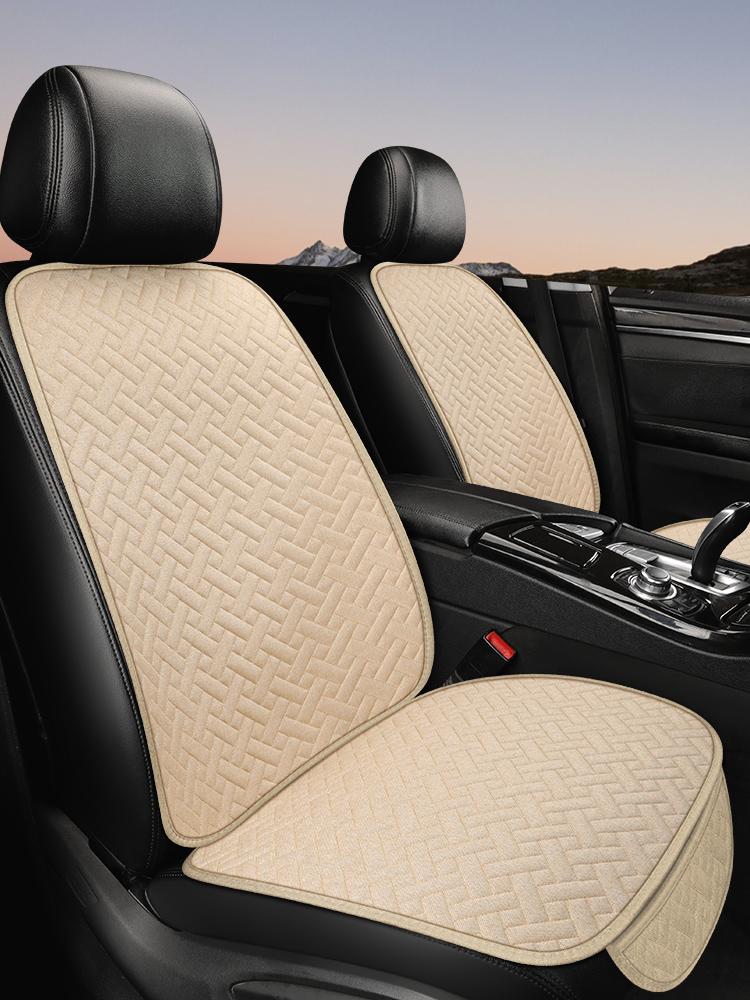 Linen Car Seat Cover Suitable For All Seasons, Small Three Piece Single Seat Anti-Skid Protector, Universal For Most Suvs, Truck