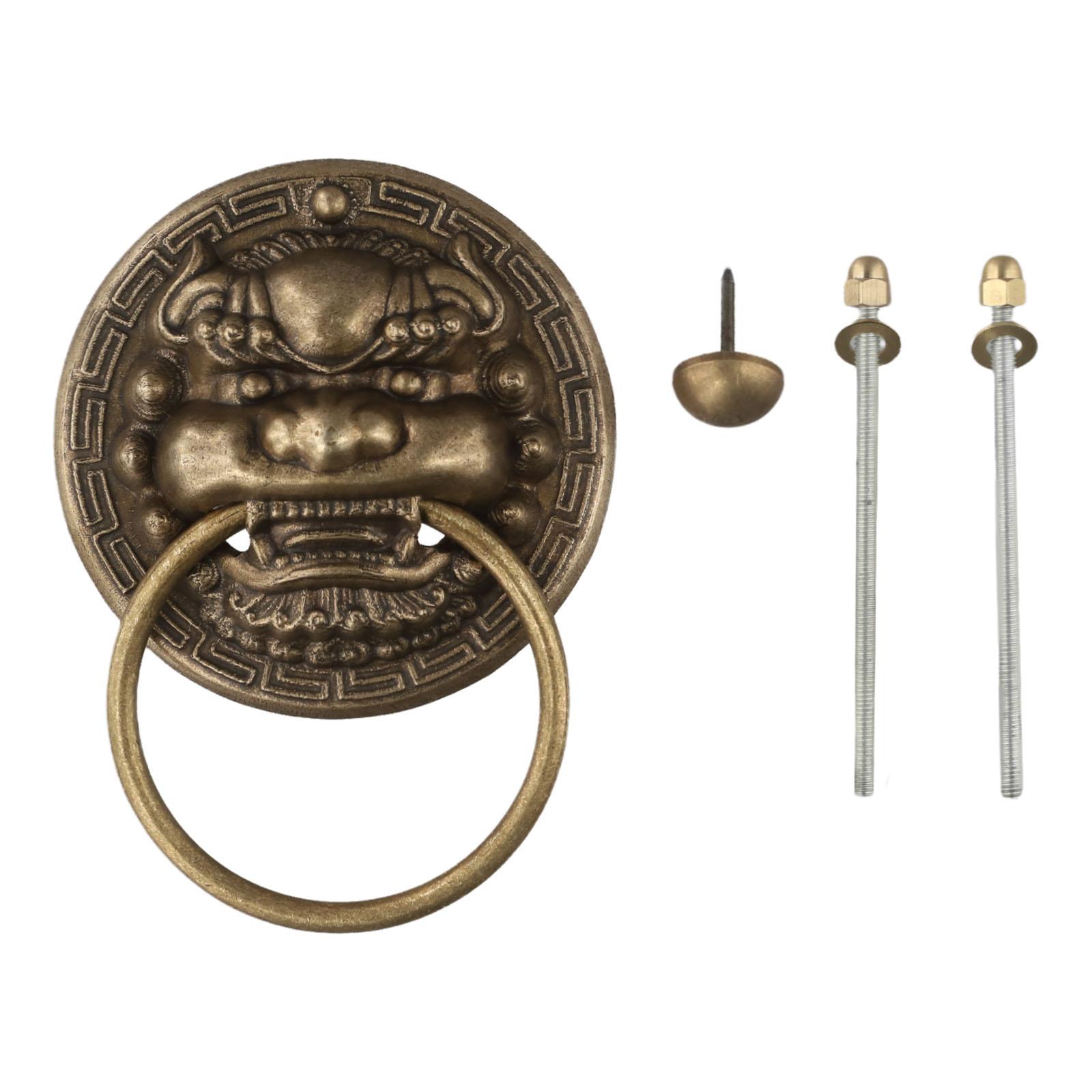 Beast Head Door Ring Antique Door Handle Antique Bronze Finish Comfortable Grip Elegant Decor Sturdy Construction