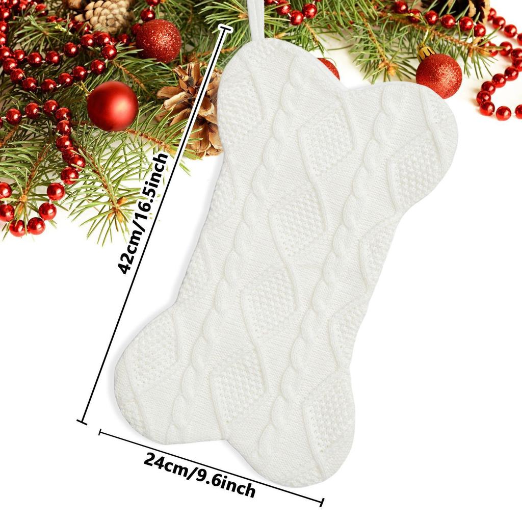 2026 Happy New Year Christmas Knitted Bone Stockings Cute Creative Christmas Tree Decoration Sock Decorations Pet Gift Bags