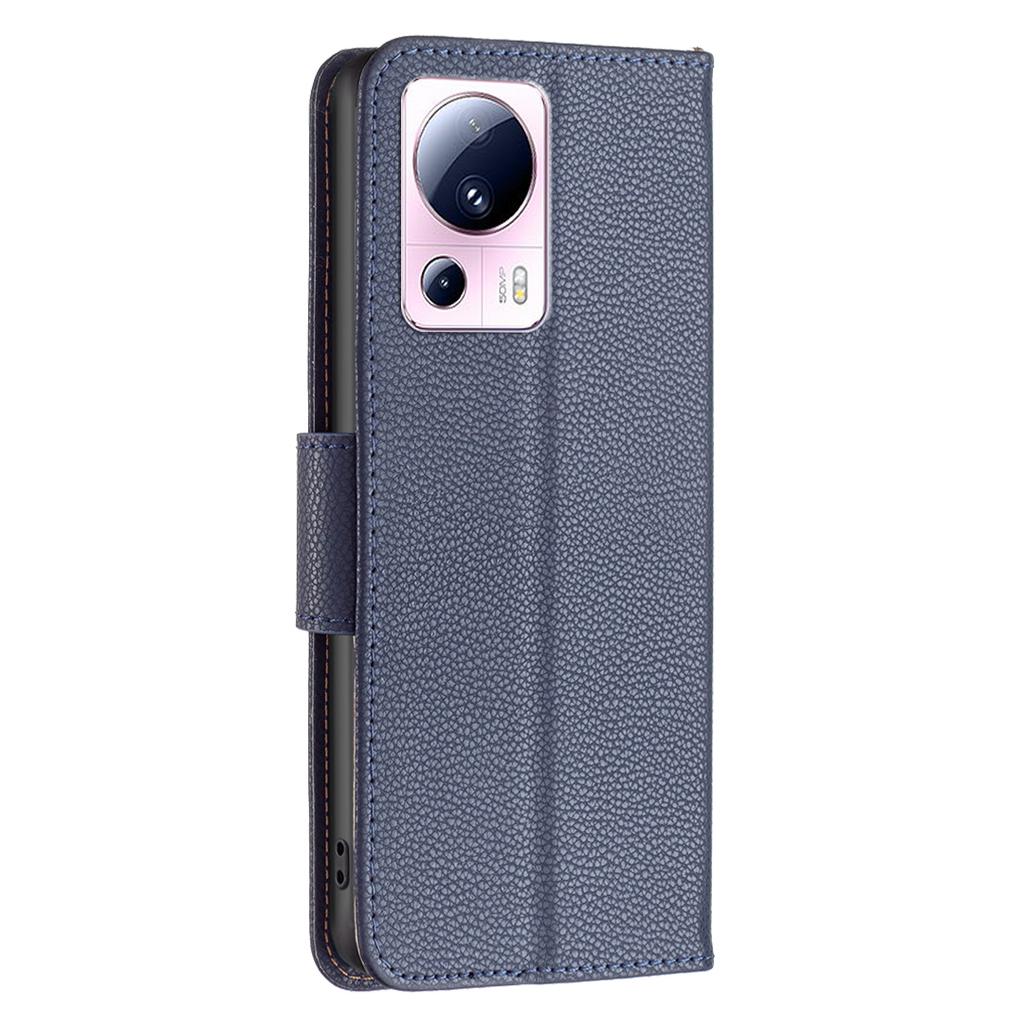 For Xiaomi 13 Lite/Civi 2 5G PU Leather Wallet Cover Litchi Texture Stand Phone Case with Strap