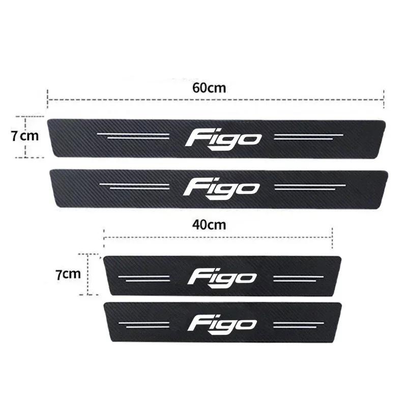 XJGE5 New Carbon Fiber Car Door Sill Sticker Threshold Side Anti Scratch Sticker For Ford Figo Logo Waterproof Decal Car Accessories