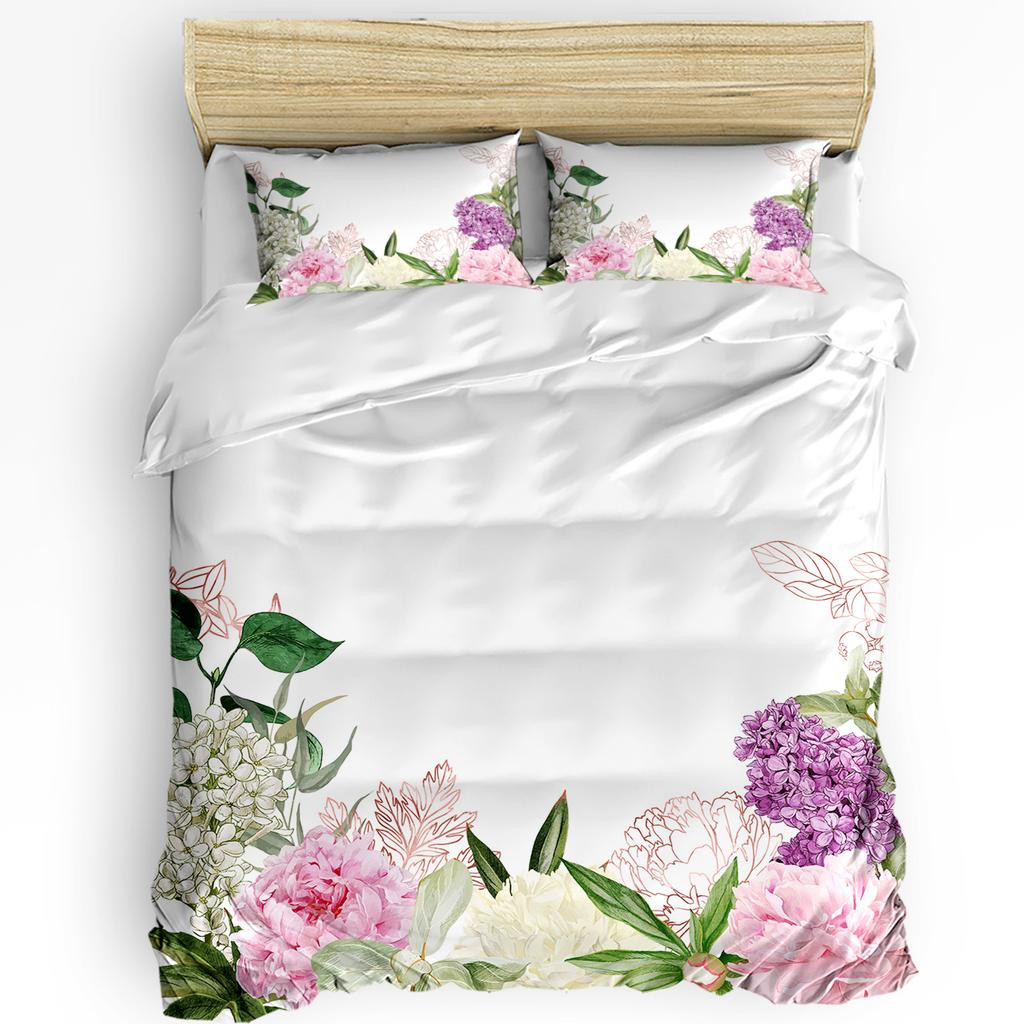 Rød Og Svart Roseblomst Hvit Sengetøyssett 3 stk Dynetrekk Putetrekk Barn Voksen Dynetrekk Dobbeltsengsett Hjemmetekstil