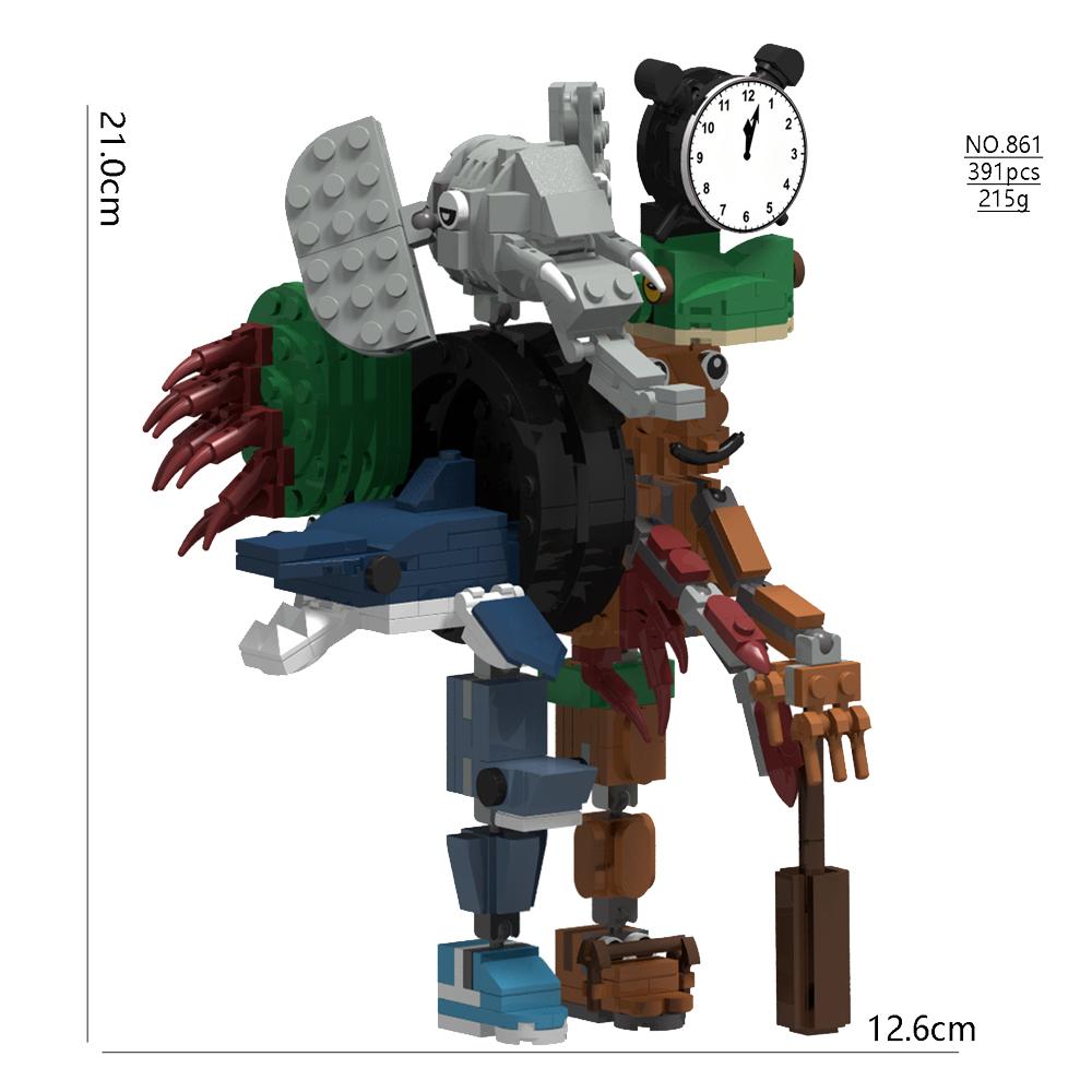 Italian Brainrot Animal MOC Building Block Tung Tung Tung Sahur Wheel Frog Elephant Tree Monster Monkey Toy Desk Decoration Q064