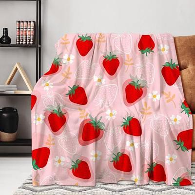 Couverture Fraise Douce Et Confortable Flanelle Peluche Portable Canapé Couverture de Sieste