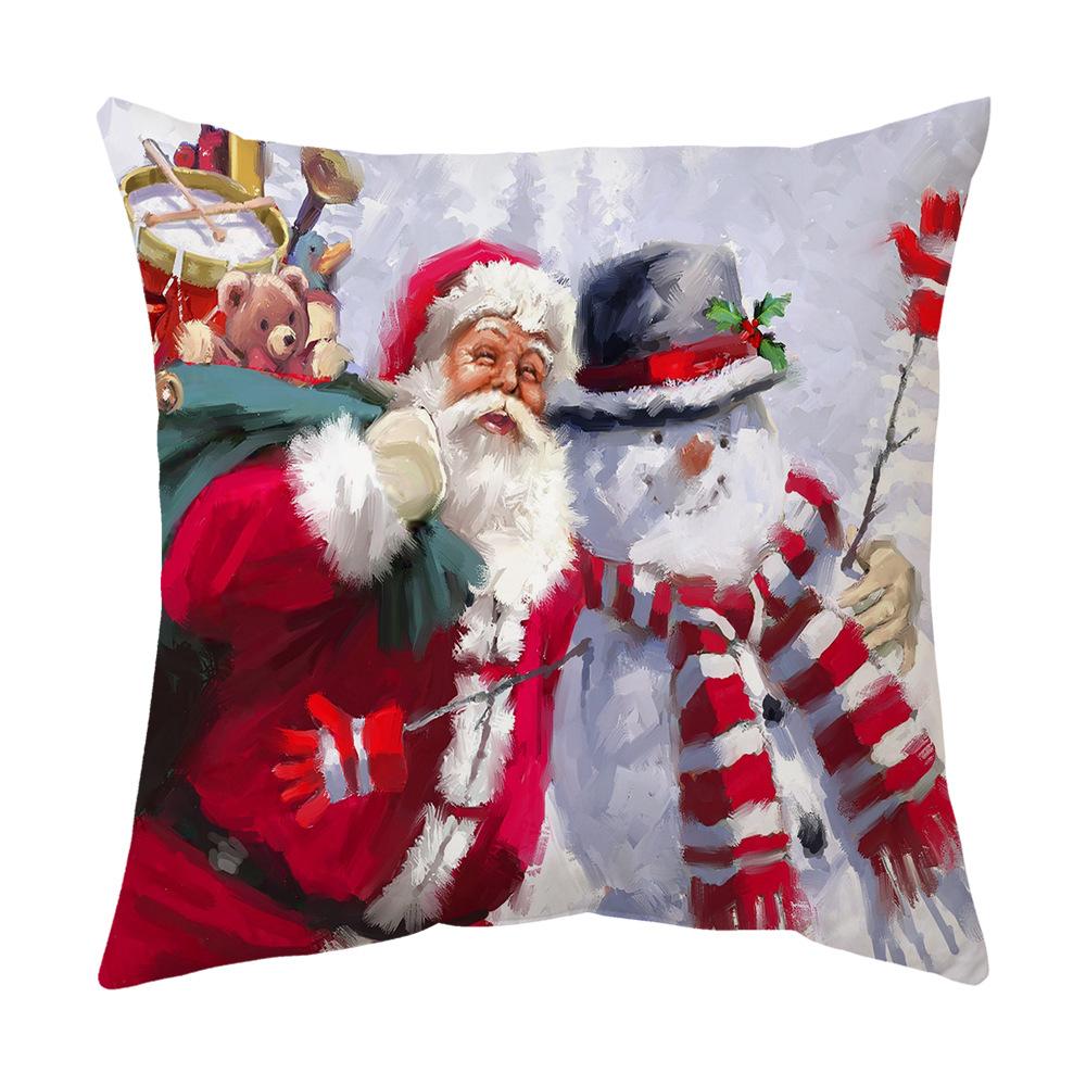 Pillow Cover Holiday Gift Red Santa Claus Home Living Room Sofa Cushion Cover