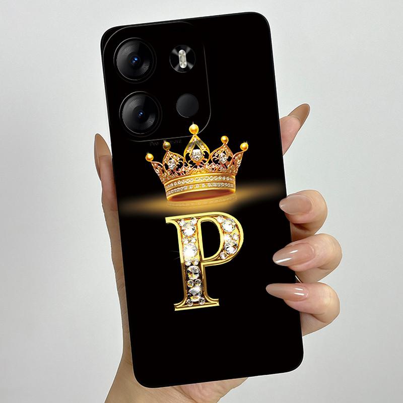 For Tecno Pop 7 Pro Pop7 BF6 BF7 Phone Case Crown Letter Back Cover Soft Liquid Silicone Fundas For Tecno Spark GO 2023 Bumper