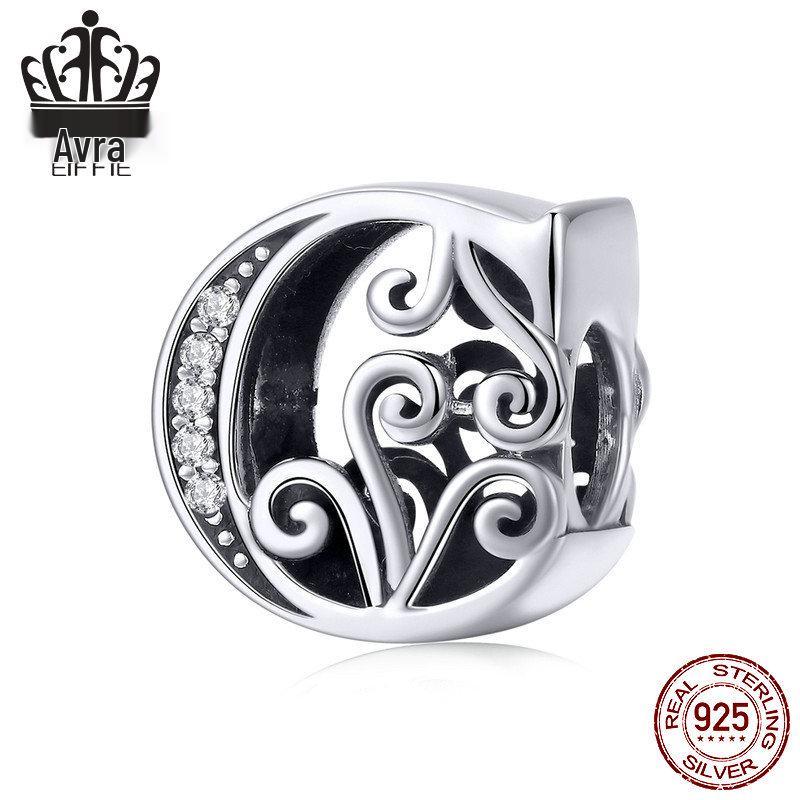 Avle 925 Sterling Silver English Letter Beaded Bracelet Beads