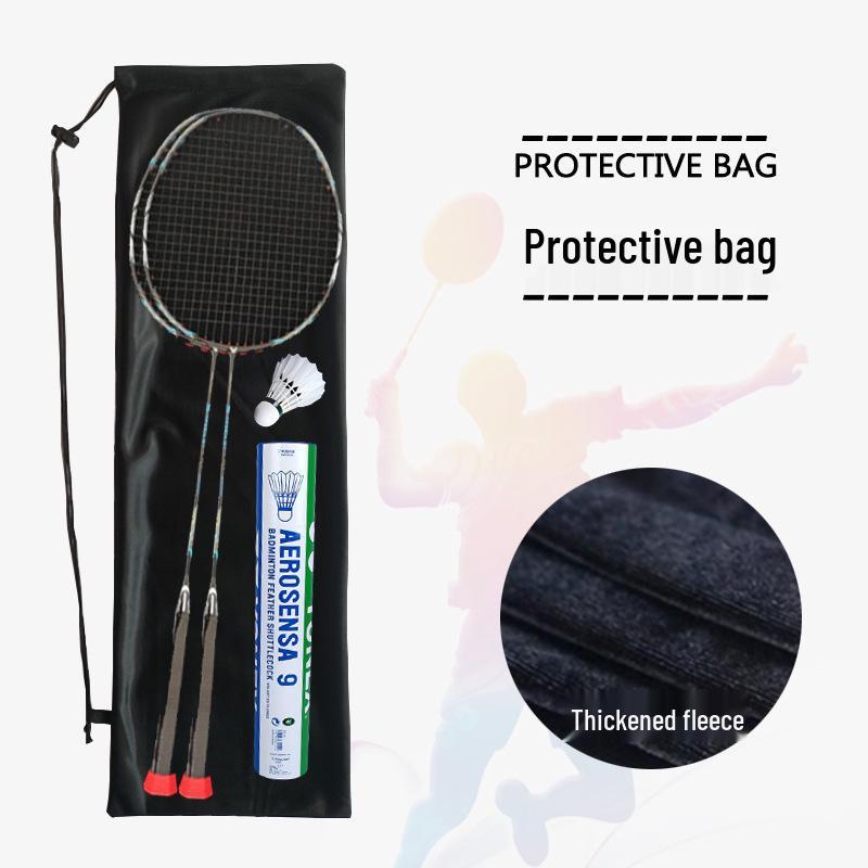 Portable Badminton Racket Flannel Cover with Thickened Shoulder Strap for Men & Women - Special Protective Storage Bag