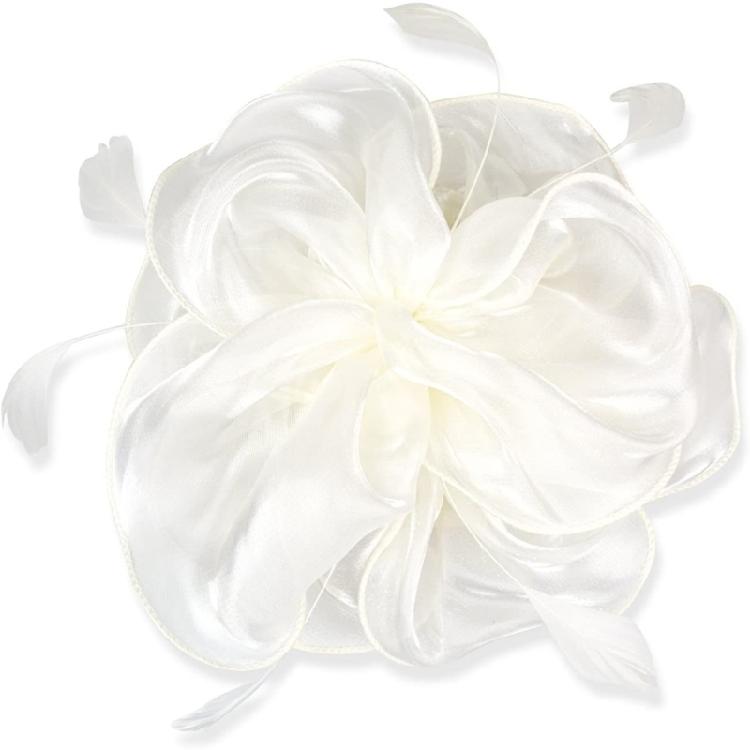 Elegant Feather Organza Fascinator Hair Hoop Church Dress Up Wedding Headpiece