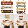 Rustic Pumpkin Door Sign Set, Wooden Scarecrow Wall Hanging Decor with Sunflower and Maple Leaf, Vintage Fall Harvest Welcome Plaque