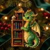 Whimsical Dragon Decor for Bookshelf Bookish Ornament, Fantasy Book Dragons Christmas Hanging Unique Acrylic Ornament Decoration, Gothic Pendant,