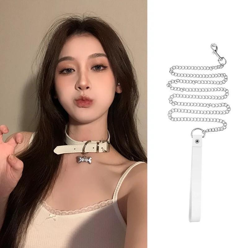 Unisex Leather Punk Chain Choker Necklace: Edgy, High-End Design