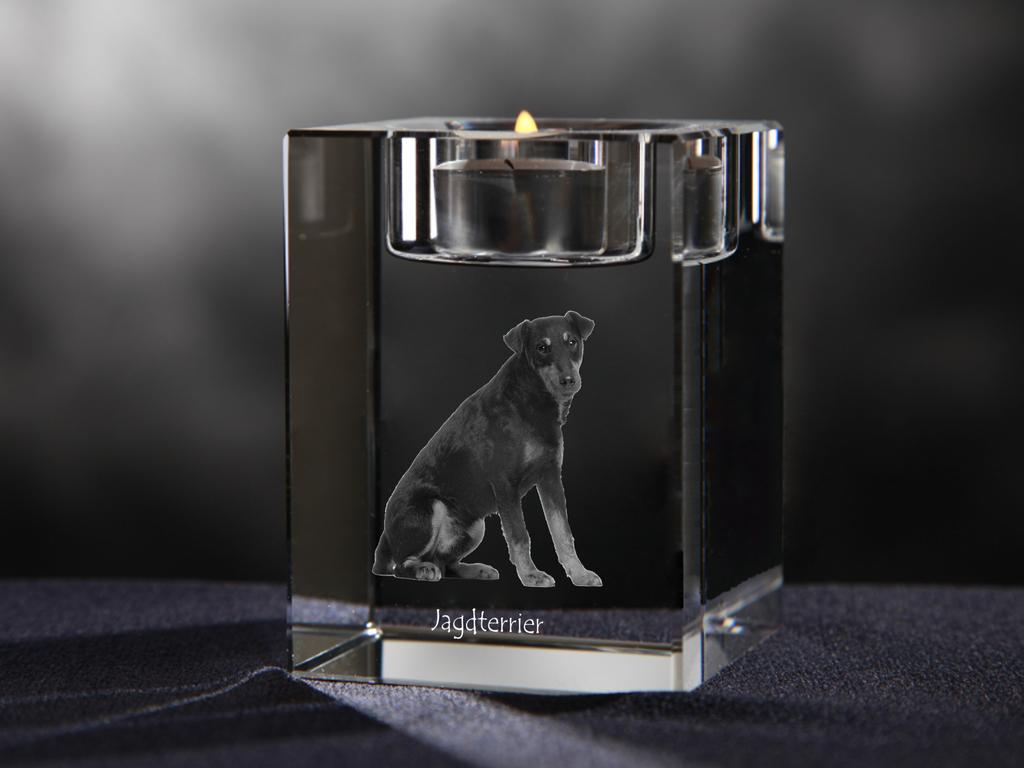 Jagdterrier – Candle holder with dog photo, crystal tealight holder | Art-Dog