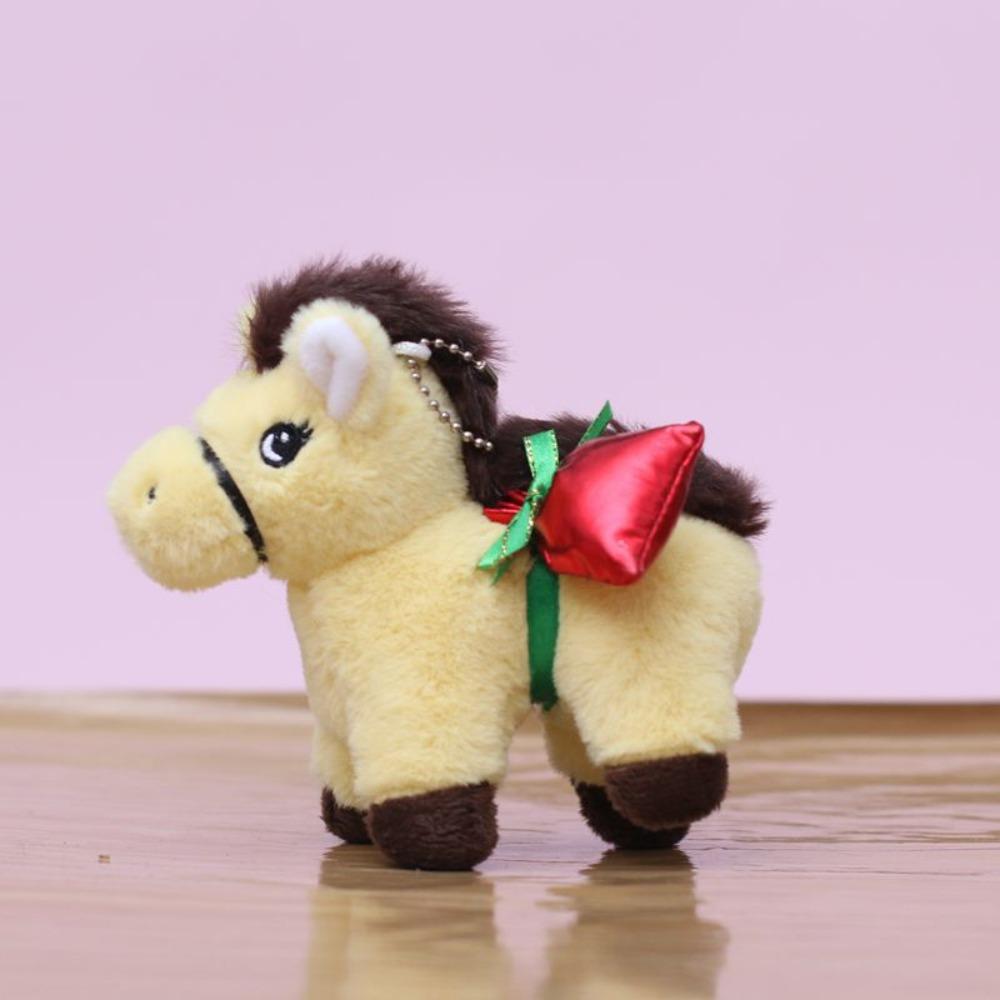 Chinese Style Vintage Pony Plush Keychain PP Cotton Chinese Horse Plush Keyring Birthday Gift