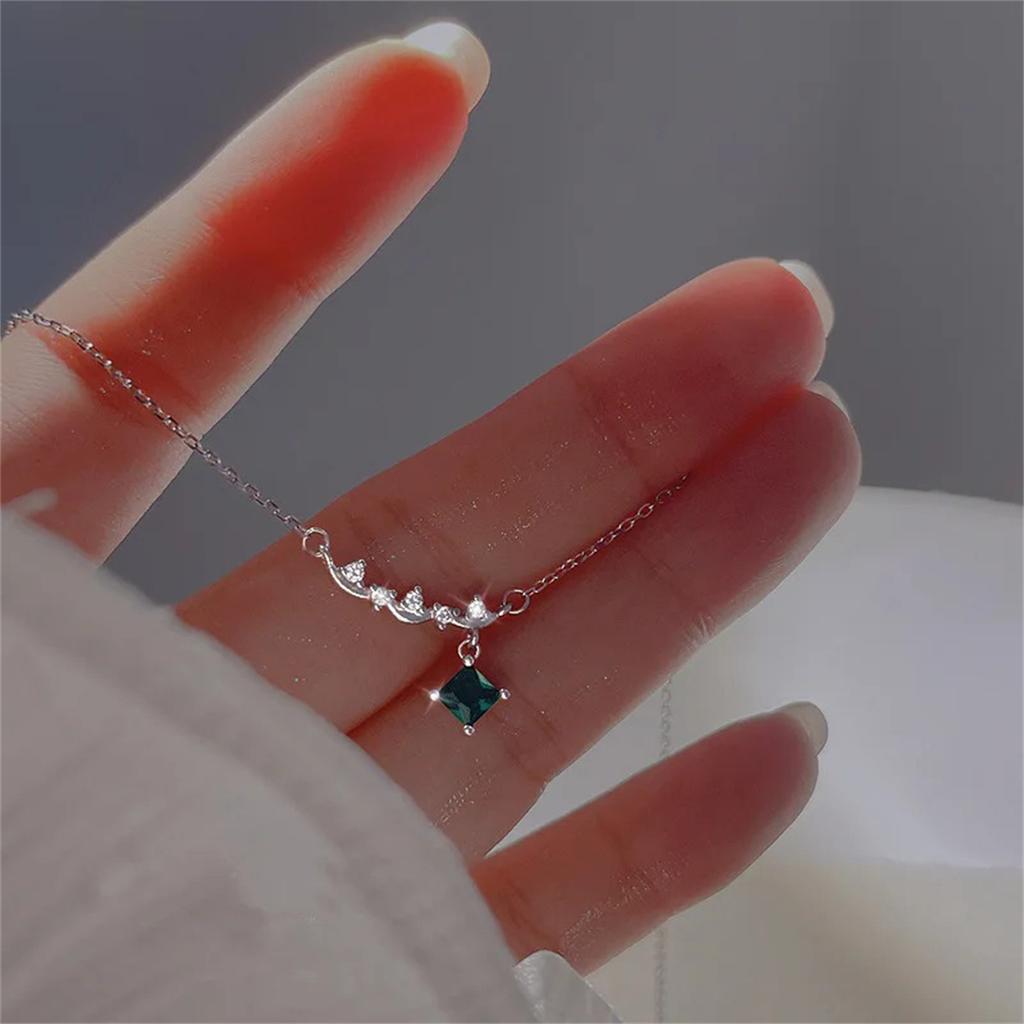 Minimalistický styl zelený umělý diamant přívěsek choker náhrdelník intarzovaný kamínky módní jednoduchý šperkový doplněk pro ženy denní dekorace