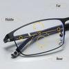 Men'S Classic Square Full Frame Photochromic Multifocal Reading Glasses Anti-Blue Light Far And Near Presbyopia Glasses