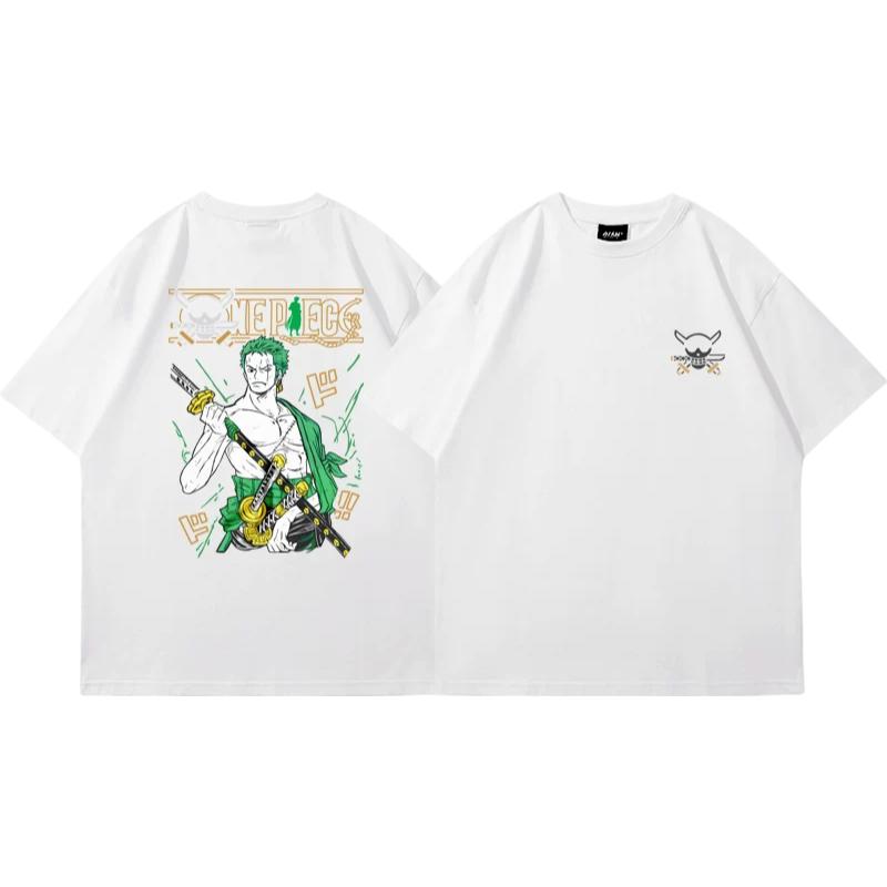One Piece Swordsman Emblem Cyber Y2K TShirt Men Women Cotton Anime Tee Breathable Loose Fit Short Sleeve Streetwear