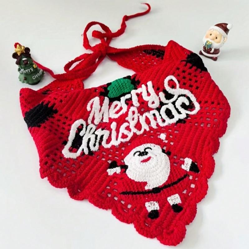 1PC Christmas Decorations, Vintage French Headscarves for Christmas, Triangular Headbands,handmade Crochet Art Style Headbands