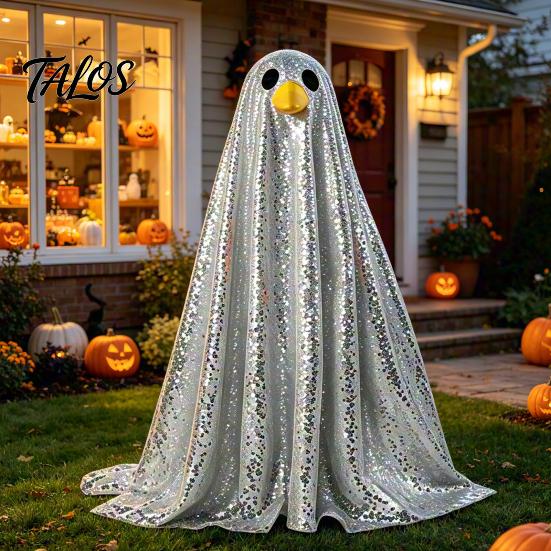 Halloween Goose Outfit Ghost Costume, with Shiny Sequin Decor, 23 Inch Apparel Statue Atmosphere Prop, for Holiday Yard Decorations Interchangeable