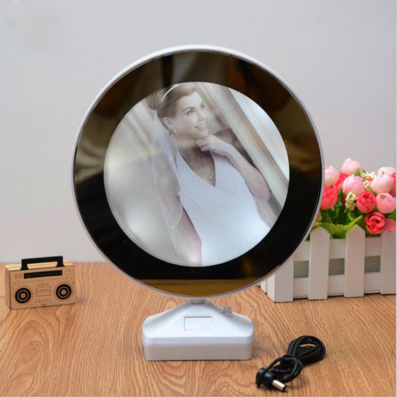 Creative  7 Inch Multi  function LED Light  Photo Frame  With Mirror  Wedding Picture holder Art Home Decor