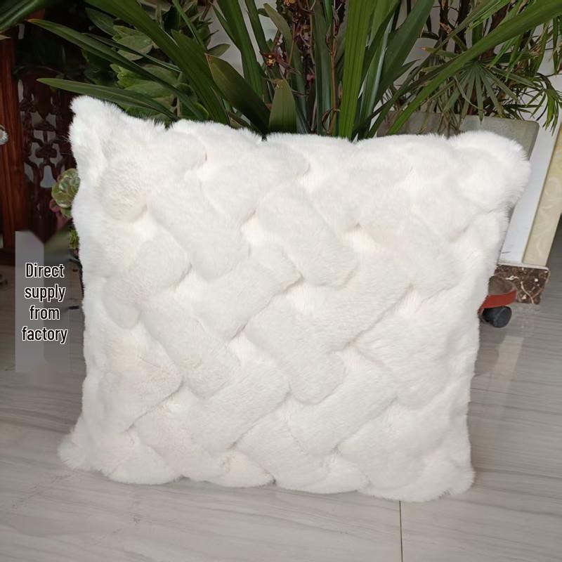 

Плюшевая поясничная подушка с волнистым узором и однотонным чехлом для дома, гостиной 45*45 without Core бежевый