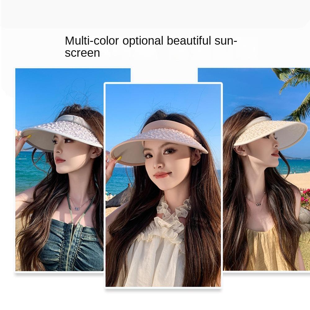 Shiny Empty Top Cap Summer Visor Cap Simple Sequin Sun Hat  Holiday