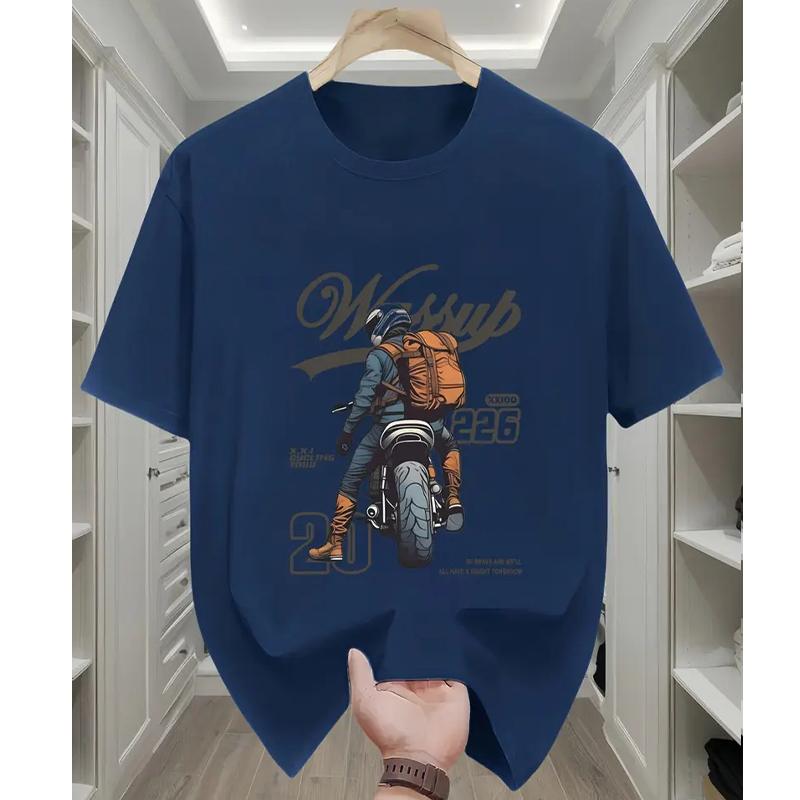 

Новая летняя мужская модная футболка с принтом мотоцикла, мужская футболка, топ XS чёрный