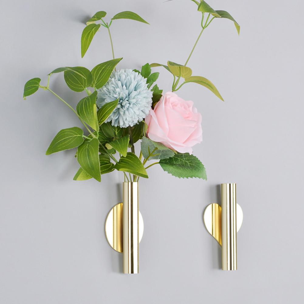 1Pcs Stainless Steel Vase Wall Holder Flowerpot for Home Wedding Decoration Livingroom Wall Mirror Vase Room Decor Accessories