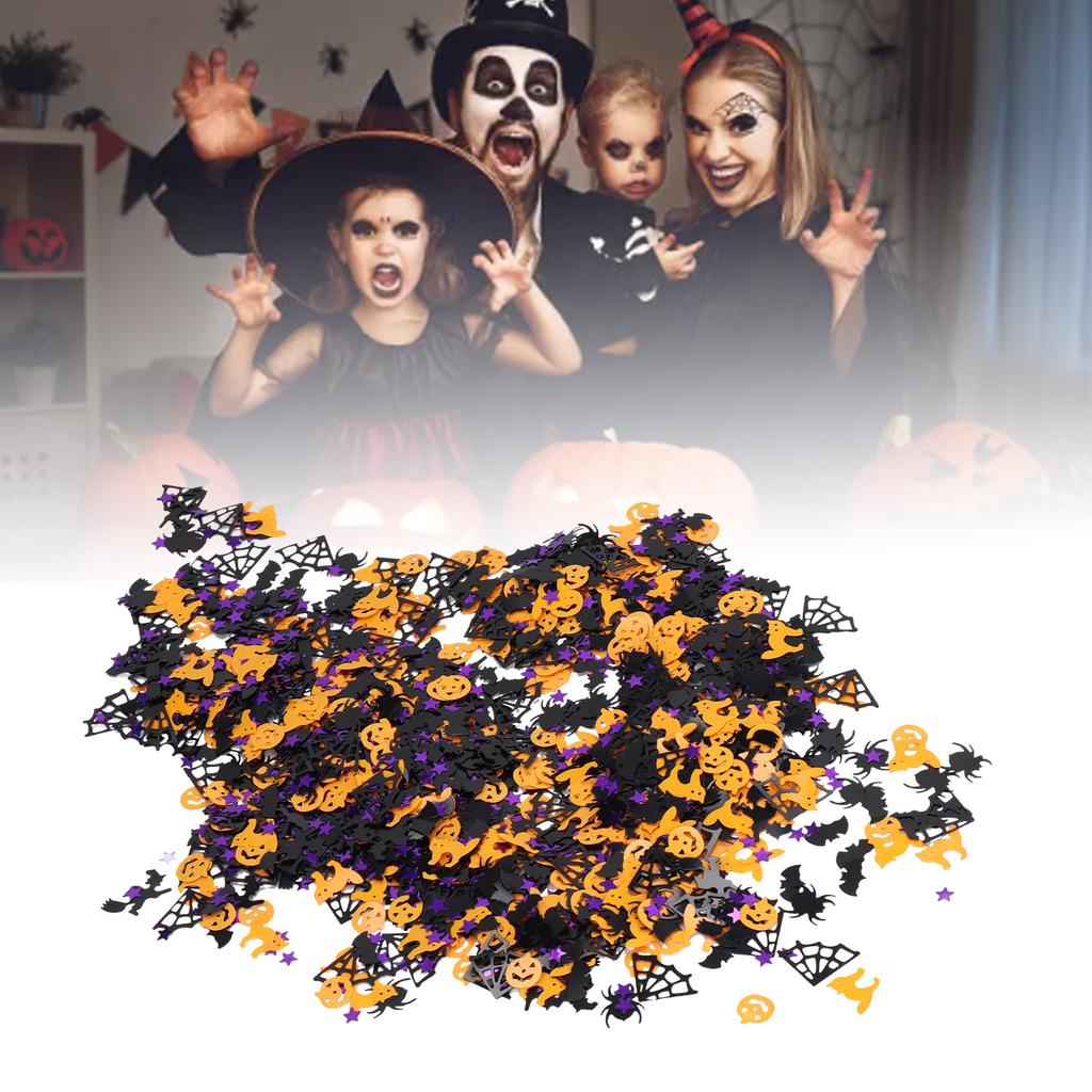 200g Halloween Confetti Halloween Party Table Scatter Confetti Pumpkin Spider Webs Foil Metallic Sequins Confetti Decor