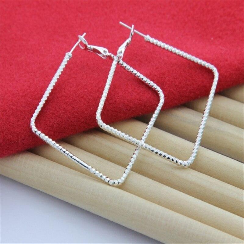 925 Sterling Silver Earrings Wave Pattern Square Fashion Simple Earrings For Women Wedding Jewelry Gifts