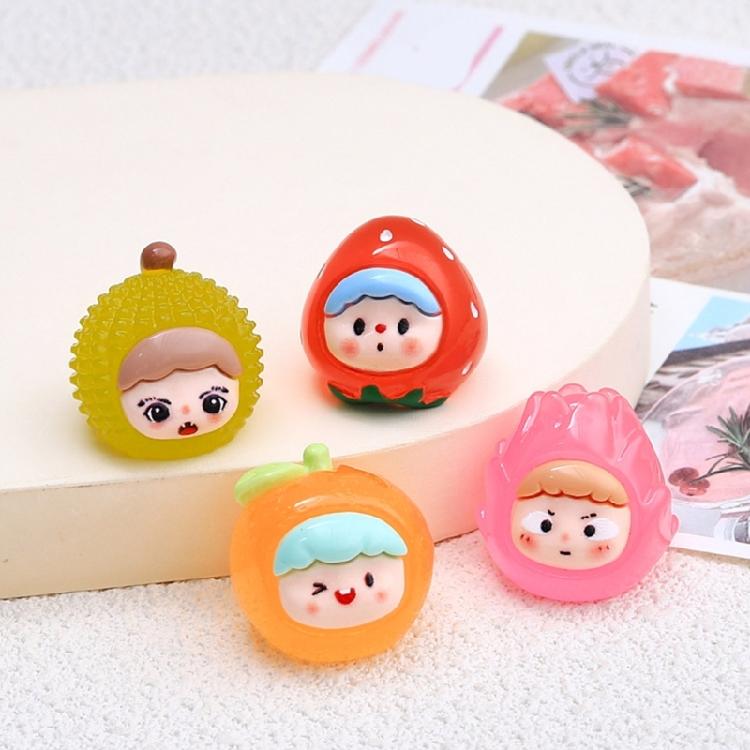 Set of 9 Fruit Girl Resin Charm Set Phone Charm Attachments Unique Glowing Jewelry Pendant Suitable for Decorating Use