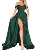 Annual banquet high split sexy host shoulder thin party evening dress