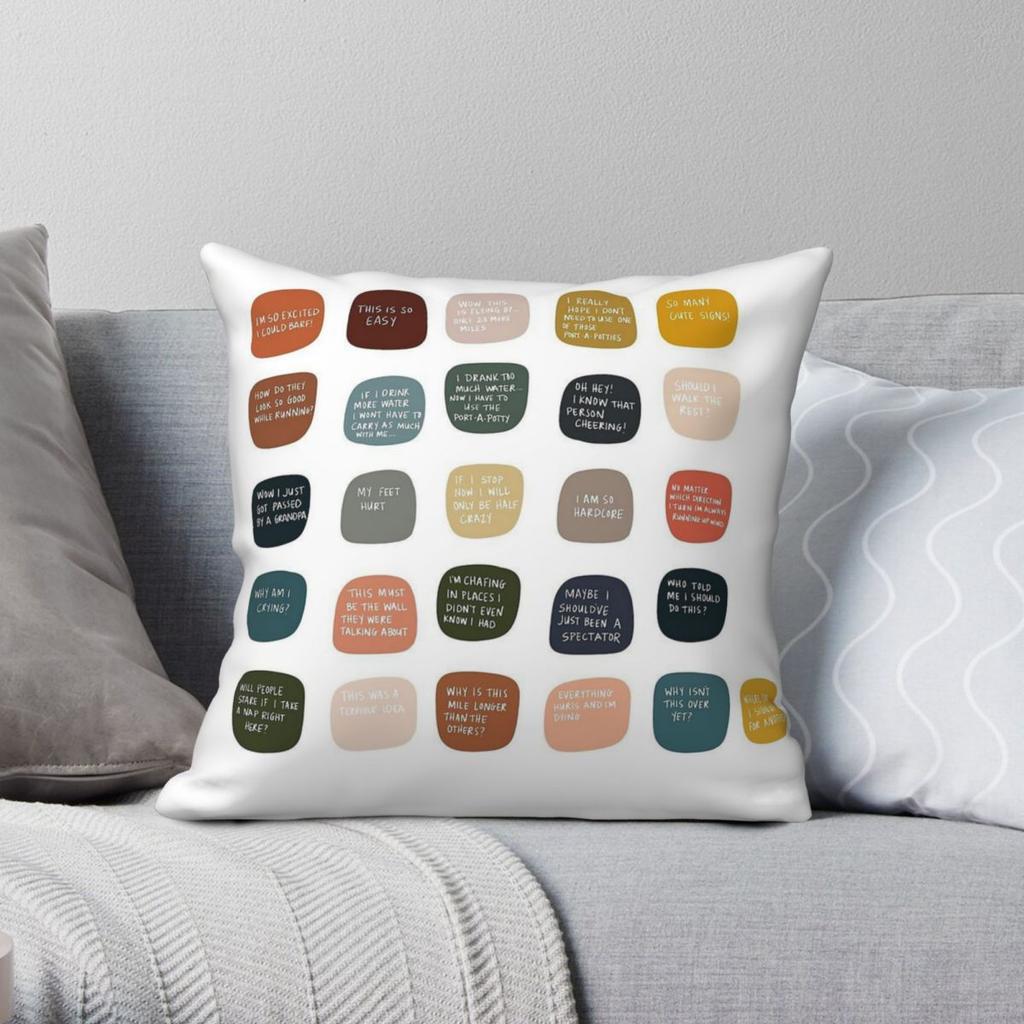 Thoughts While Running A Marathon Square Pillowcase Polyester Linen Velvet Pattern Zip Decor Pillow Case Room Cushion Cover
