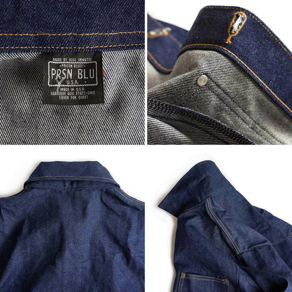 Prison Blues Denim Yard Rigid Custom Red Fox Size L Coat, Blue, Stitch, [Used]