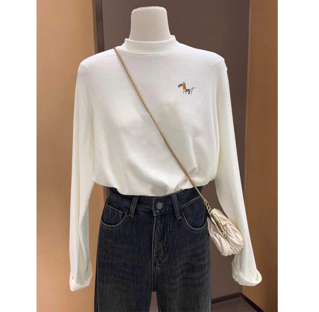 Stylish Women s Brushed Corduroy Mock Neck Long Sleeve Tee with Warm Inner Layer Extra Large