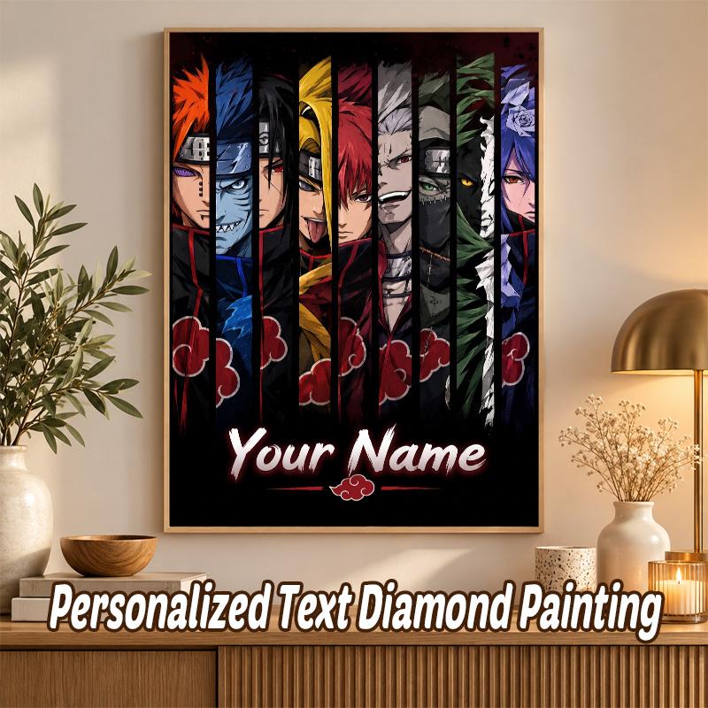 Akatsuki Naruto Custom Name Diamond Painting Personalized 5D Full Drill DIY Diamond Art Home Decor
