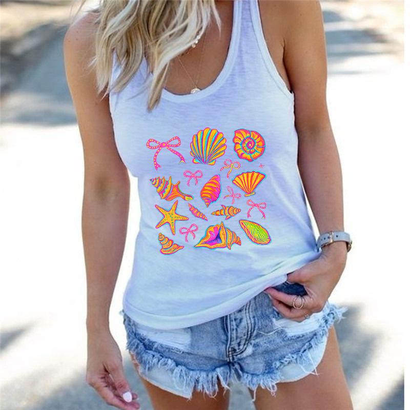 Sommer-Vibes Damen Top Racerback Tanktops Coquette Muschel Grafik Tanktop Damen Küstenreise Sommer-Outfit Tanktops & Camis