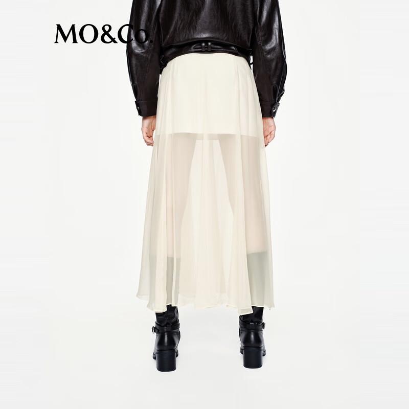MO&Co. Mulberry Silk Blend Side-Slit Long Skirt